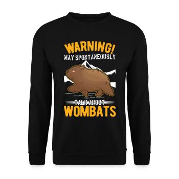 Warning May spontaneously talk about Wombats - Unisex Sweatshirt - black - Front - Alina (178cm) & Michal (187cm)
