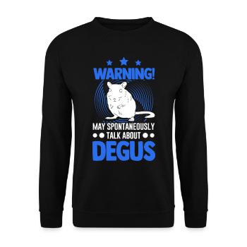 Warning May spontaneously talk about Degus - Unisex Sweatshirt - black - Front - Alina (178cm) & Michal (187cm)