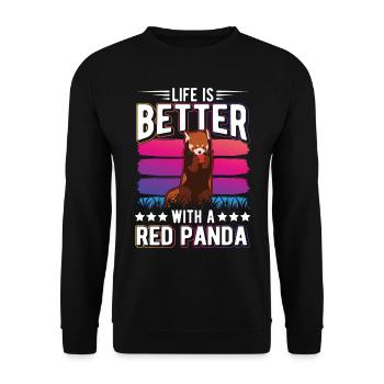 La vie est meilleure avec un panda roux roter panda - Sweat-shirt Unisexe - noir - Devant - Alina (178cm) & Michal (187cm)