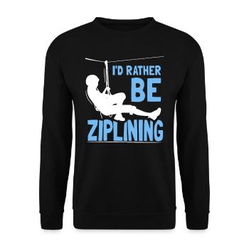 I'd Rather Be Ziplining Zipline Sport Seilrutsche - Unisex Sweatshirt - black - Front - Alina (178cm) & Michal (187cm)