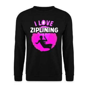 Ich Liebe Ziplining Sport Zipline Seilrutsche - Unisex Pullover - Schwarz - Vorne - Alina (178cm) & Michal (187cm)