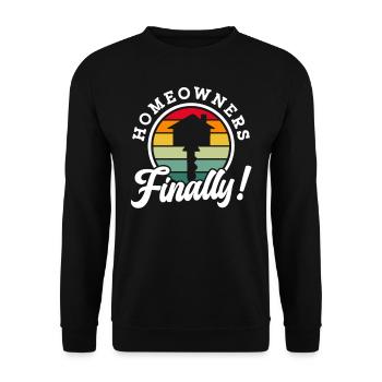 Endlich Hauseigentümer Hausbesitzer Haus Hausherr - Unisex Pullover - Schwarz - Vorne - Alina (178cm) & Michal (187cm)