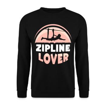 Zipline-Liebhaber Zipline Seilrutsche Ziplining - Unisex Pullover - Schwarz - Vorne - Alina (178cm) & Michal (187cm)