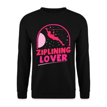 Ziplining Liebhaber Seilrutsche Sport Zipline - Unisex Pullover - Schwarz - Vorne - Alina (178cm) & Michal (187cm)