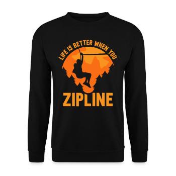 Life is better when you zipline sports - Unisex Sweatshirt - black - Front - Alina (178cm) & Michal (187cm)