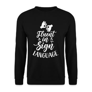 Maîtrise des signes de sensibilisation à la langue des signes - Sweat-shirt Unisexe - noir - Devant - Alina (178cm) & Michal (187cm)