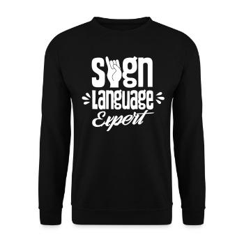 Gestes d’experts en langue des signes Signes de sensibilisation - Sweat-shirt Unisexe - noir - Devant - Alina (178cm) & Michal (187cm)