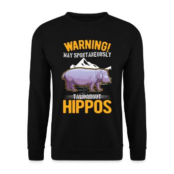 Warning Hippo Hippo Hippo Hippo - Unisex Sweatshirt - black - Front - Alina (178cm) & Michal (187cm)