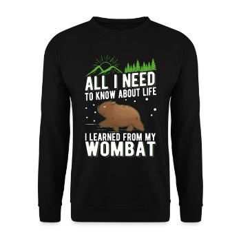 Australischer Wombat - Unisex Pullover - Schwarz - Vorne - Alina (178cm) & Michal (187cm)