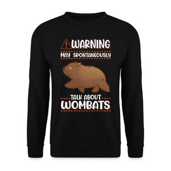 Warning May spontaneously talk about Wombats - Unisex Sweatshirt - black - Front - Alina (178cm) & Michal (187cm)