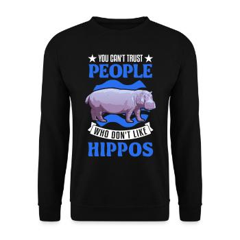 Hippo Lover Hippo Hippo Hippo - Unisex Sweatshirt - black - Front - Alina (178cm) & Michal (187cm)
