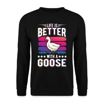 Life is better with a Goose Goose Breeder Goose - Unisex Sweatshirt - black - Front - Alina (178cm) & Michal (187cm)