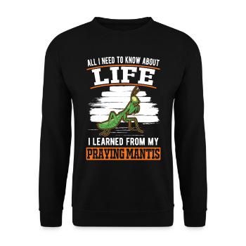 Gottesanbeterin Mantis Fangschrecke - Unisex Pullover - Schwarz - Vorne - Alina (178cm) & Michal (187cm)