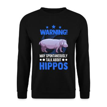 Warning Hippo Hippo Hippo Hippo - Unisex Sweatshirt - black - Front - Alina (178cm) & Michal (187cm)