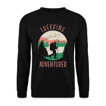 Trekking Adventurer Hiking Hiker Hike - Unisex Sweatshirt - black - Front - Alina (178cm) & Michal (187cm)