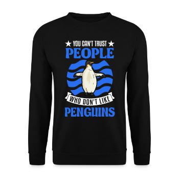 Penguin Gift Penguin - Unisex Sweatshirt - black - Front - Alina (178cm) & Michal (187cm)