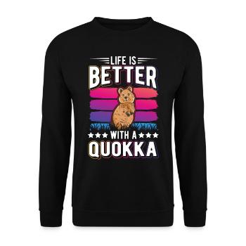 Life is better with a Quokka short-tailed kangaroo - Unisex Sweatshirt - black - Front - Alina (178cm) & Michal (187cm)