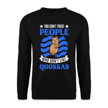 Quokka Geschenk Kurzschwanzkänguru - Unisex Pullover - Schwarz - Vorne - Alina (178cm) & Michal (187cm)