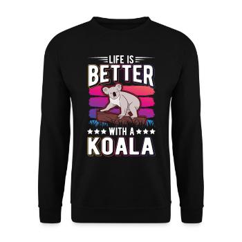 Life is better with a Koala Koala Bear - Unisex Sweatshirt - black - Front - Alina (178cm) & Michal (187cm)
