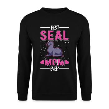Best Seal Mom Ever Robben Mama - Unisex Sweatshirt - black - Front - Alina (178cm) & Michal (187cm)