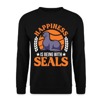 Robbe Glück Sea Lion Seelöwe - Unisex Pullover - Schwarz - Vorne - Alina (178cm) & Michal (187cm)