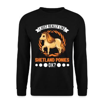 I just really like Shetland Ponies Shetty - Unisex Pullover - Schwarz - Vorne - Alina (178cm) & Michal (187cm)