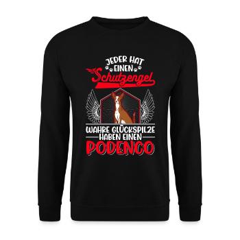 Podenco Schutzengel Spanischer Windhund Podenco - Unisex Pullover - Schwarz - Vorne - Alina (178cm) & Michal (187cm)