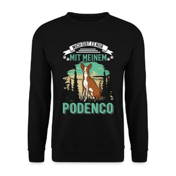 Podenco Spanischer Windhund Ibizan Hound - Unisex Pullover - Schwarz - Vorne - Alina (178cm) & Michal (187cm)