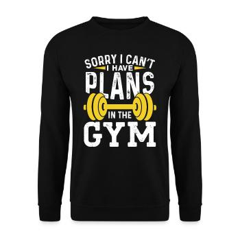 Kann Nicht Ich Habe Pläne Im Fitnessstudio Sorry - Unisex Pullover - Schwarz - Vorne - Alina (178cm) & Michal (187cm)