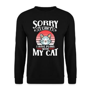 Malheureusement, je ne peux pas avoir de plans avec mon chat - Sweat-shirt Unisexe - noir - Devant - Alina (178cm) & Michal (187cm)