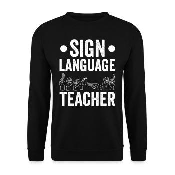 Professeur de langue des signes Gestes de sensibilisation aux signes - Sweat-shirt Unisexe - noir - Devant - Alina (178cm) & Michal (187cm)