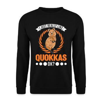I just really like Quokka's short-tailed kangaroo - Unisex Sweatshirt - black - Front - Alina (178cm) & Michal (187cm)