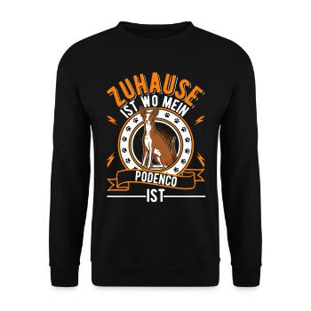 Zuhause ist wo mein Podenco ist Ibizan Hound - Unisex Pullover - Schwarz - Vorne - Alina (178cm) & Michal (187cm)
