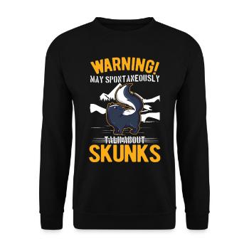 Warnung Stinktier Besitzer Skunk - Unisex Pullover - Schwarz - Vorne - Alina (178cm) & Michal (187cm)