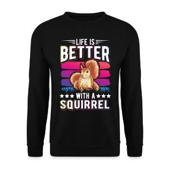 La vie est meilleure avec un écureuil Eichhörnchen - Sweat-shirt Unisexe - noir - Devant - Alina (178cm) & Michal (187cm)