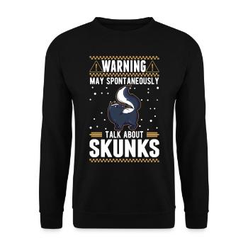 Warnung Stinktier Besitzer Skunk - Unisex Pullover - Schwarz - Vorne - Alina (178cm) & Michal (187cm)