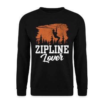 Zipline-Liebhaber Zipline Seilrutsche Ziplining - Unisex Pullover - Schwarz - Vorne - Alina (178cm) & Michal (187cm)