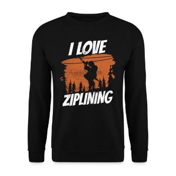 Ich Liebe Ziplining Sport Zipline Seilrutsche - Unisex Pullover - Schwarz - Vorne - Alina (178cm) & Michal (187cm)