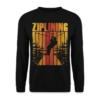 Ziplining Sprüche Seilrutsche Zipline Sport - Unisex Pullover - Schwarz - Vorne - Alina (178cm) & Michal (187cm)