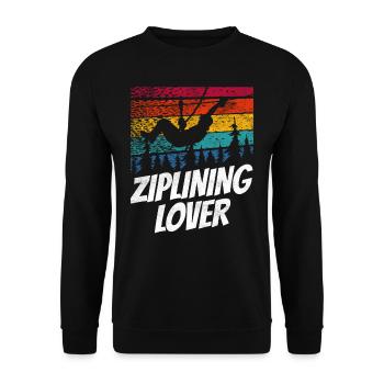 Ziplining Liebhaber Zipline Sport Seilrutsche - Unisex Pullover - Schwarz - Vorne - Alina (178cm) & Michal (187cm)
