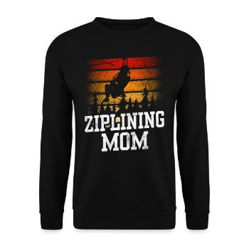 Ziplining Mama Sport Sprüche Zipline Seilrutsche - Unisex Pullover - Schwarz - Vorne - Alina (178cm) & Michal (187cm)
