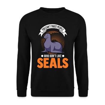 Seal Gift Sea Lion Seal - Unisex Sweatshirt - black - Front - Alina (178cm) & Michal (187cm)