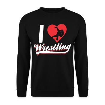 Ich Liebe Wrestling Ringen Ringer Ringkampf - Unisex Pullover - Schwarz - Vorne - Alina (178cm) & Michal (187cm)