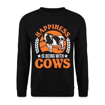 Cow Luck Farmer Cattle breeder Cows - Unisex Sweatshirt - black - Front - Alina (178cm) & Michal (187cm)
