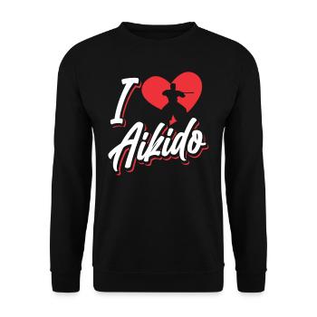 I love Aikido fighter martial arts martial arts - Unisex Sweatshirt - black - Front - Alina (178cm) & Michal (187cm)
