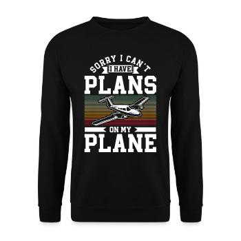 Can't I have plans for my airplane hobby - Unisex Sweatshirt - black - Front - Alina (178cm) & Michal (187cm)