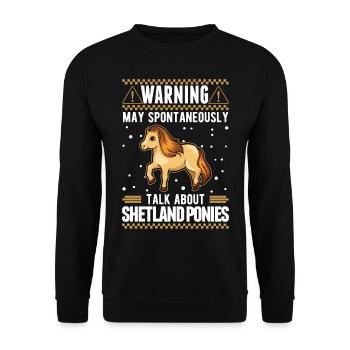 May spontaneously talk about Shetland Ponies - Unisex Pullover - Schwarz - Vorne - Alina (178cm) & Michal (187cm)