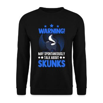 Warnung Stinktier Besitzer Skunk - Unisex Pullover - Schwarz - Vorne - Alina (178cm) & Michal (187cm)