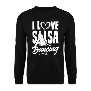 Ich Liebe Salsa Tanzen Hobby Tanz Tänzer - Unisex Pullover - Schwarz - Vorne - Alina (178cm) & Michal (187cm)
