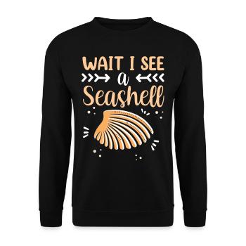 Waiting I See A Shell Collecting Shells - Unisex Sweatshirt - black - Front - Alina (178cm) & Michal (187cm)